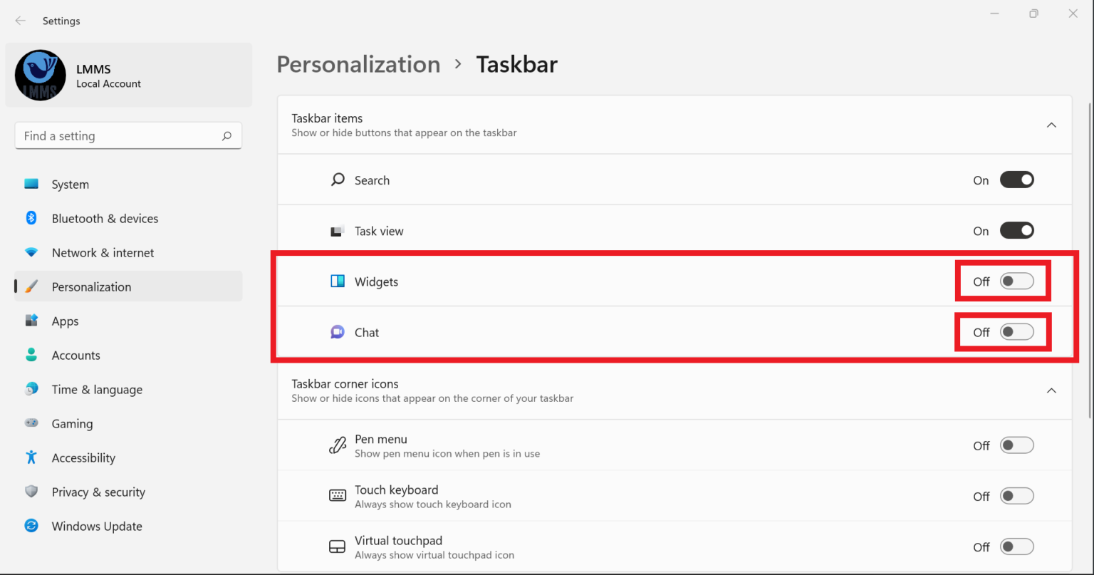 How to remove the Taskbar Chat and Widgets icon in Windows 11 - Radish